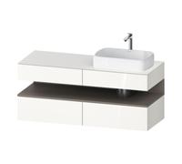 Duravit Duravit Meuble sous lavabo Qatego 140x55x60 cm, blanc mat/verre gris, placage, bord rond, blanc Quantité:1