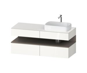 Duravit Duravit Meuble sous lavabo Qatego 140x55x60 cm, blanc mat/verre gris, placage, bord rond, blanc Quantité:1