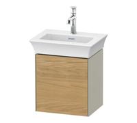 Duravit White Tulip, meuble sous-lavabo suspendu, largeur 384 x profondeur 298mm, avec 1x arrêt de porte à gauche, avec technologie tip-on, WT4240LH560, Couleur: Corps : taupe silk mat, façade : chêne