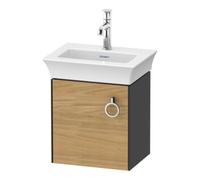 Duravit White Tulip, meuble sous-lavabo suspendu, largeur 384 x profondeur 298mm, avec 1x arrêt de porte à gauche, avec poignée, WT4250LH5H1, Couleur: Corps : graphite brillant, façade : chêne nature