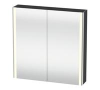 Duravit Duravit Uni-Armoire miroir XSquare prise CH 80x80x15,5cm, gris mat, 2 portes, LED, mural Quantité:1