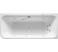 Duravit Happy D.2 baignoire balnéo, coin à droite, double dos inclinés, habillage acrylique moulé, garniture de vidage et de trop-plein, Combi-Système P, 1800x800mm, 760317000CP1000
