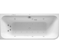 Duravit Happy D.2 baignoire balnéo, coin à gauche, double dos inclinés, habillage acrylique moulé, garniture de vidage et de trop-plein, Combi-Système P, 1800x800mm, 760316000CP1000