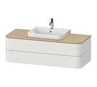 Duravit Happy D.2 Plus Meuble sous-vasque sur console suspendu, 1300x550 mm, 2 tiroirs, pour lavabo pour meuble, HP496203939, Couleur: Laque mate en soie Nordic White