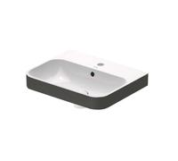 Duravit Happy D.2 - Lavabo à poser 50x40 cm, avec trop-plein, trou pour robinet, WonderGliss, blanc/anthracite mat 23605061001