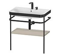 Duravit Happy D.2 Plus combinaison lavabo pour meuble HP4737E6060 77,5 x 49 cm, 2 trous pour robinetterie, finition taupe satiné, avec console en métal
