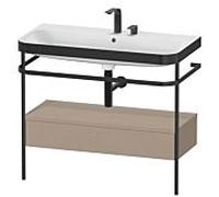 Duravit Happy D.2 Plus combinaison lavabo sur meuble HP4743E7575 97,5 x 49 cm, 2 trous pour robinetterie, lin, avec support métallique
