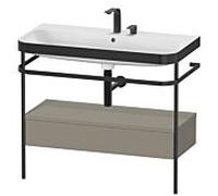 Duravit Happy D.2 Plus combinaison lavabo pour meuble HP4743E9292 97,5 x 49 cm, 2 trous pour robinetterie, finition gris pierre satiné, avec console en métal