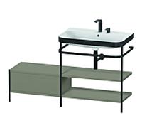 Duravit Happy D.2 Plus combinaison lavabo pour meuble HP4747E9292 140 x 49 cm, 2 trous pour robinetterie, finition satinée gris pierre, avec console en métal