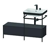 Duravit Happy D.2 Plus combinaison lavabo pour meuble HP4755E8080 120x49cm, avec console en métal, 2 trous pour robinetterie, graphite super mat