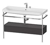 Duravit Happy D.2 Plus combinaison HP4844E80800000 117,5x49cm, avec console en métal, 2 trous pour robinetterie, graphite super mat