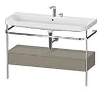 Duravit Happy D.2 Plus combinaison lavabo sur meuble HP4844E92920000 117,5x49cm, avec console en métal, 2 trous pour robinetterie, finition satinée gris pierre