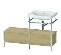 Duravit Happy D.2 Plus combinaison lavabo pour meuble HP4855N7171 120x49cm, avec console en métal, sans trou pour robinetterie, chêne méditerranéen