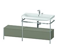 Duravit Happy D.2 Plus combinaison lavabo sur meuble HP4858E9292 160x49cm, avec console en métal, 2 trous pour robinetterie, finition satinée gris pierre