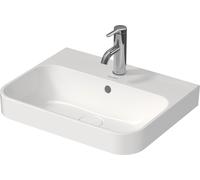 Duravit Happy D.2 Plus Évier à poser, 1 trou de coulée, 500x400 mm, rectifié, avec trop-plein, avec table à trous de coulée, 23605000001, Couleur: Couleur intérieure blanche, couleur extérieure blanch