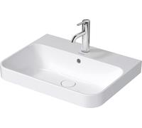 Duravit Happy D.2 Plus Évier à poser, 1 trou de coulée, 600x460 mm, rectifié, avec trop-plein, avec table à trous de coulée, 2360600000, Couleur: Couleur intérieure blanche, Couleur extérieure blanche