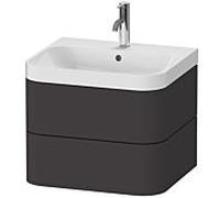 Duravit Lavabo avec meuble Happy D.2 HP4345O8080 57,5 cm Graphite super mat 2 tiroirs