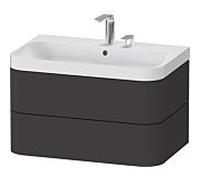 Duravit vasque à poser Happy D.2 Plus HP4347E8080 77,5 x 49 cm, 2 trous pour robinetterie, graphite super mat, 2 tiroirs