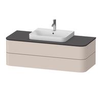 Duravit Happy D.2 Plus Meuble sous-lavabo pour console murale, 1300x550 mm, 2 tiroirs, pour vasques sur le dessus, HP4972083830010, Couleur: Décor taupe super mat avec éclairage intérieur