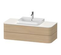 Duravit Happy D.2 Plus Meuble sous-lavabo pour console murale, 1300x550 mm, 2 tiroirs, pour vasques sur le dessus, HP4972071710010, Couleur: Placage en chêne méditerranéen véritable avec éclairage int