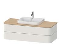 Duravit Happy D.2 Plus Meuble sous-lavabo pour console murale, 1300x550 mm, 2 tiroirs, pour vasques sur le dessus, HP497203939, Couleur: Laque mate en soie Nordic White