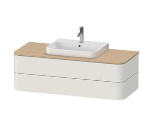 Duravit Happy D.2 Plus Meuble sous-lavabo pour console murale, 1300x550 mm, 2 tiroirs, pour vasques sur le dessus, HP497203939, Couleur: Laque mate en soie Nordic White