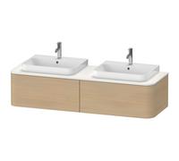 Duravit Happy D.2 Plus Meuble sous-lavabo sur console suspendu, 1600x550 mm, 2 tiroirs, pour 2 vasques à poser, HP4946B7171, Couleur: Placage chêne méditerranéen en bois véritable