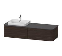 Duravit Happy D.2 Plus Meuble sous-lavabo sur console suspendu, 1600x550 mm, 2 tiroirs, pour vasque à poser Position à gauche, HP4944L6969, Couleur: Noyer brossé Placage bois véritable