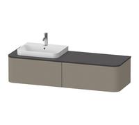Duravit Happy D.2 Plus Meuble sous-lavabo sur console suspendu, 1600x550 mm, 2 tiroirs, pour vasque à poser Position à gauche, HP4944L92920010, Couleur: Laque gris pierre satiné avec éclairage intérie