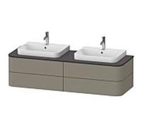 Duravit Happy D.2 Plus meuble sous-vasque HP4964B9292 160x55cm, pour console, 4 tiroirs, pour lavabo, des deux côtés, finition satinée gris pierre
