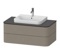 Duravit Happy D.2 Plus Meuble sous-vasque sur console suspendu, 1000x550 mm, 2 tiroirs, pour lavabo pour meuble, HP4961092920010, Couleur: Laque gris pierre satiné avec éclairage intérieur