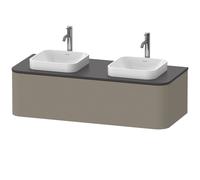 Duravit Happy D.2 Plus Meuble sous-vasque sur console suspendu, 1300x550 mm, 1 tiroir, pour vasque à poser, HP4943B92920010, Couleur: Laque gris pierre satiné avec éclairage intérieur