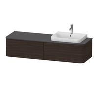 Duravit Happy D.2 Plus Meuble sous-vasque sur console suspendu, 1600x550 mm, 2 tiroirs, pour vasque à poser Position à droite, HP4944R6969, Couleur: Noyer brossé Placage bois véritable