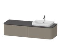 Duravit Happy D.2 Plus Meuble sous-vasque sur console suspendu, 1600x550 mm, 2 tiroirs, pour vasque à poser Position à droite, HP4944R9292, Couleur: Gris pierre Vernis satiné mat Soie