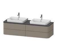 Duravit Happy D.2 Plus Meuble sous-vasque sur console suspendu, 1600x550 mm, 4 tiroirs, pour 2 lavabos pour meuble, HP4964B92920010, Couleur: Laque gris pierre satiné avec éclairage intérieur