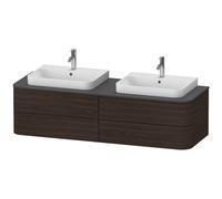 Duravit Happy D.2 Plus Meuble sous-vasque sur console suspendu, 1600x550 mm, 4 tiroirs, pour 2 lavabos pour meuble, HP4964B6969, Couleur: Noyer brossé Placage bois véritable