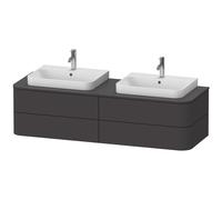 Duravit Happy D.2 Plus Meuble sous-vasque sur console suspendu, 1600x550 mm, 4 tiroirs, pour 2 vasques à poser, HP4974B8080, Couleur: Décor graphite super mat