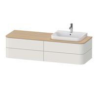 Duravit Happy D.2 Plus Meuble sous-vasque sur console suspendu, 1600x550 mm, 4 tiroirs, pour lavabo pour meuble position à droite, HP4963R39390010, Couleur: Laque blanc nordique satiné mat avec éclair