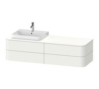 Duravit Happy D.2 Plus Meuble sous-vasque sur console suspendu, 1600x550 mm, 4 tiroirs, pour lavabo pour meuble position à gauche, HP4963L3636, Couleur: Laque mate en soie blanche
