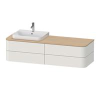 Duravit Happy D.2 Plus Meuble sous-vasque sur console suspendu, 1600x550 mm, 4 tiroirs, pour lavabo pour meuble position à gauche, HP4963L39390010, Couleur: Laque blanc nordique satiné mat avec éclair