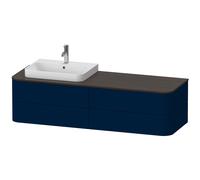 Duravit Happy D.2 Plus Meuble sous-vasque sur console suspendu, 1600x550 mm, 4 tiroirs, pour lavabo pour meuble position à gauche, HP4963L9898, Couleur: Laque mat soyeuse bleu nuit