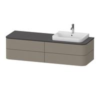 Duravit Happy D.2 Plus Meuble sous-vasque sur console suspendu, 1600x550 mm, 4 tiroirs, pour lavabo pour meuble position à droite, HP4963R9292, Couleur: Gris pierre Vernis satiné mat Soie