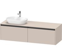 Duravit Ketho.2 bâti-support de lavabo en console, découpe de la vasque à gauche, 1600x459x550mm. 2 tiroirs, K24889L91910000, Couleur: DÃ©cor taupe mat