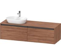 Duravit Ketho.2 bâti-support de lavabo en console, découpe de la vasque à gauche, 1600x459x550mm. 2 tiroirs, K24889L79790000, Couleur: Décor noyer naturel