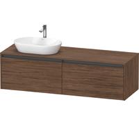Duravit Ketho.2 bâti-support de lavabo en console, découpe de la vasque à gauche, 1600x459x550mm. 2 tiroirs, K24889L21210000