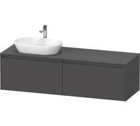 Duravit Ketho.2 bâti-support de lavabo en console, découpe de la vasque à gauche, 1600x459x550mm. 2 tiroirs, K24889L49490000, Couleur: Décor graphite mat