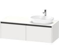 Duravit Ketho.2 bâti-support de lavabo sur console suspendu découpe de la vasque à droite, 1400x459x550mm, 2 tiroirs, K24888R18180000, Couleur: Décor blanc mat