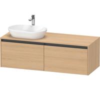 Duravit Ketho.2 bâti-support de lavabo sur console suspendu, découpe de la vasque à gauche, 1400x459x550mm, 2 tiroirs, K24888L30300000, Couleur: Décor chêne naturel
