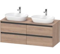 Duravit Ketho.2 bâti-support de lavabo sur console suspendu, découpe du bassin des deux côtés, 1400x568x550mm, 4 tiroirs, K24898B55550000