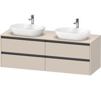 Duravit Ketho.2 bâti-support de lavabo sur console suspendu, découpe du bassin des deux côtés, 1600x568x550mm, 4 tiroirs, K24899B83830000
